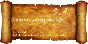 Veszelovszky Anikó névjegykártya